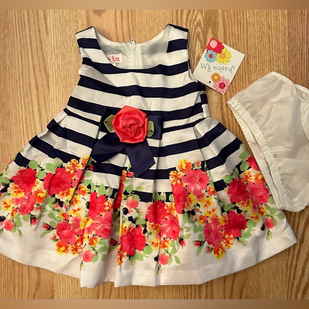Jessica Ann Infant Girls Multicolor Dress with Diaper Cover size 12M